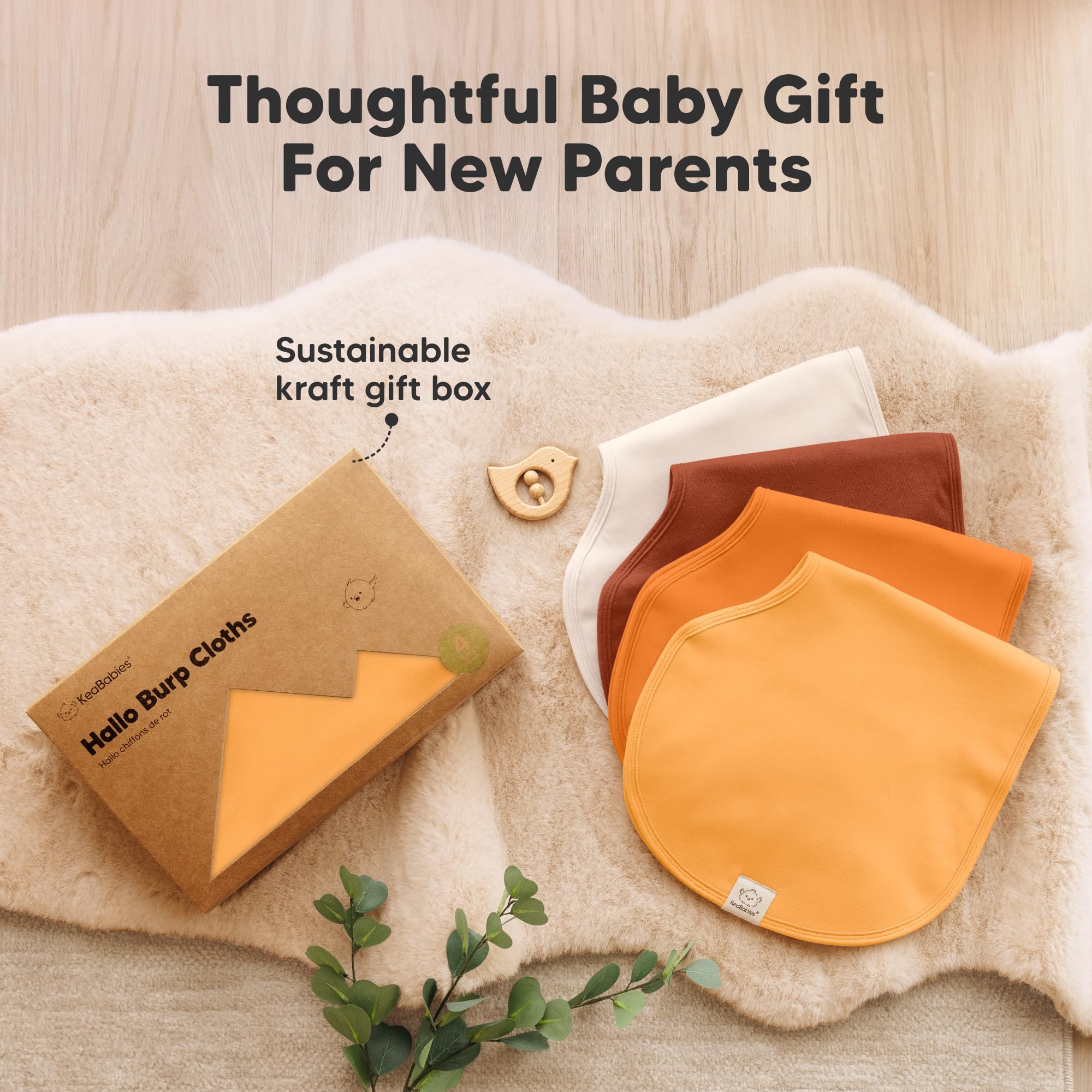 KeaBabies Hallo Burp Cloths gender-neutral design suitable for any baby.
