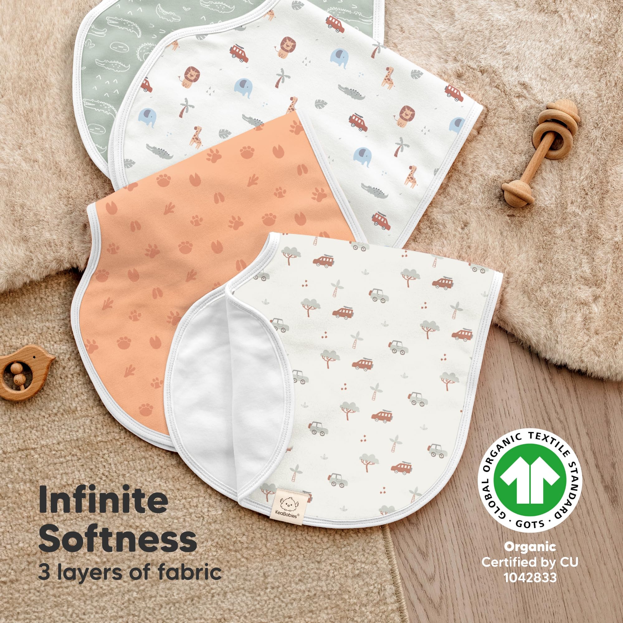 KeaBabies Hallo Burp Cloths gift box image emphasizes ready-to-gift presentation for baby showers.