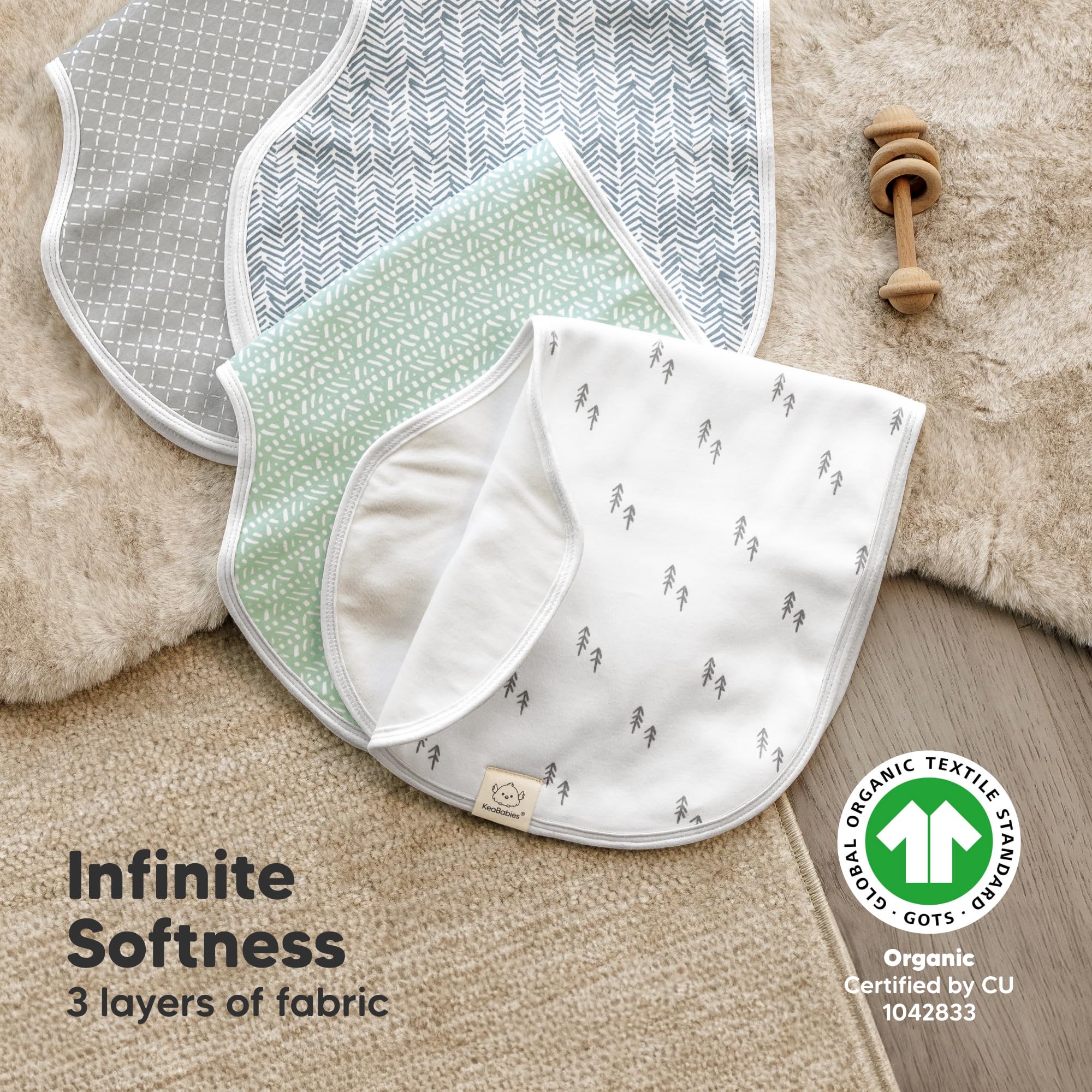 KeaBabies Hallo burp cloths gift pack is ready for baby showers and registries.