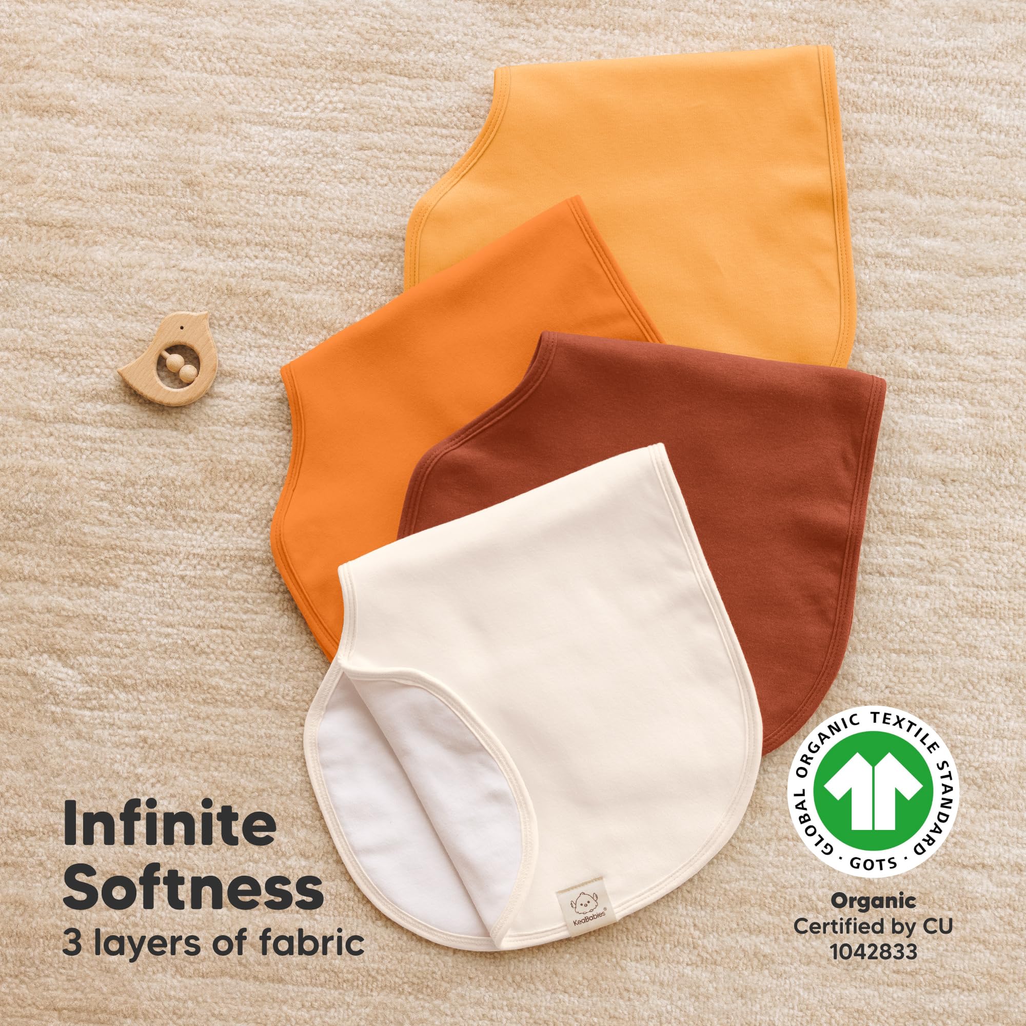 KeaBabies Hallo Burp Cloths Sahara color suits simple baby outfits.