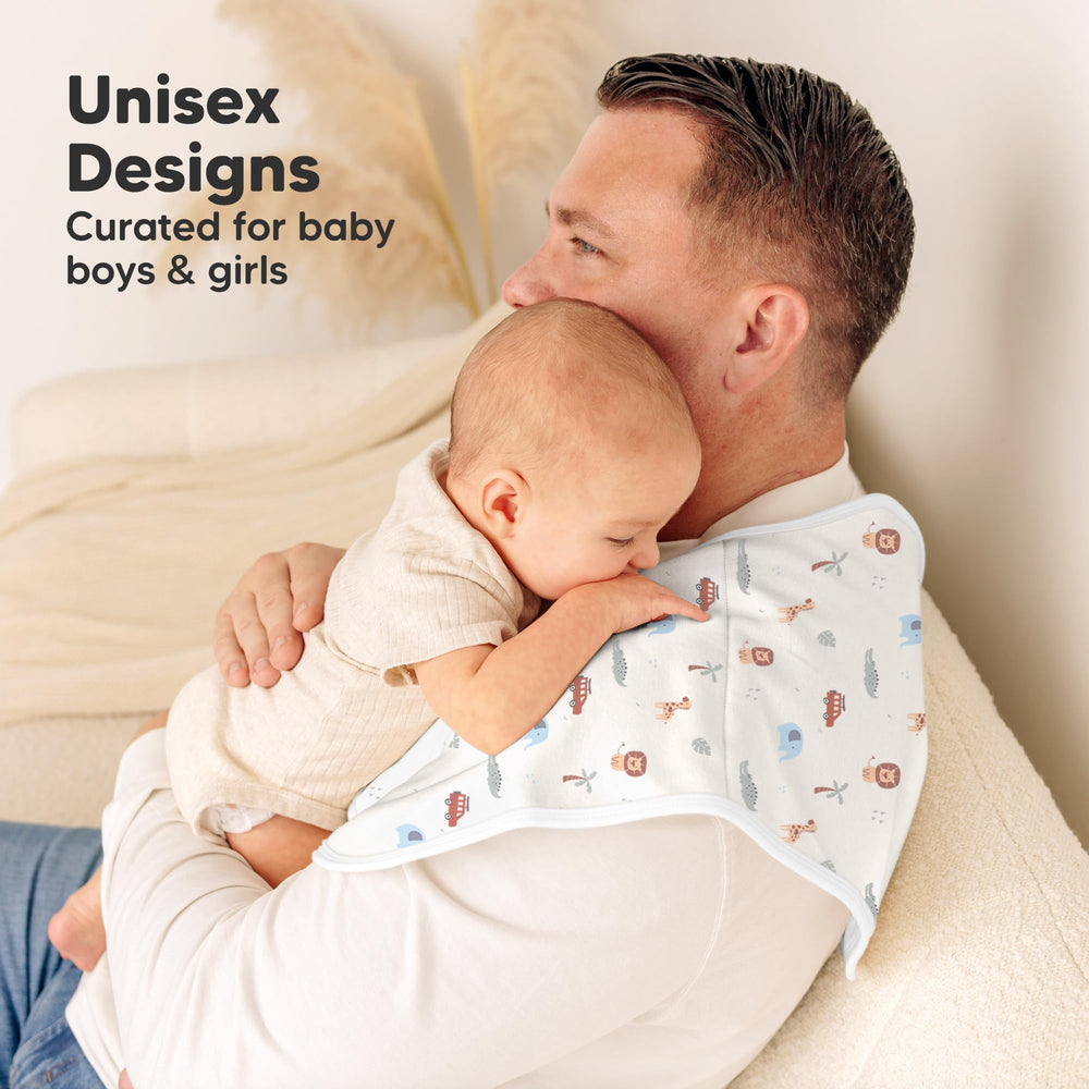 KeaBabies Hallo Burp Cloths worn on shoulder during feeds, helping keep clothes clean.
