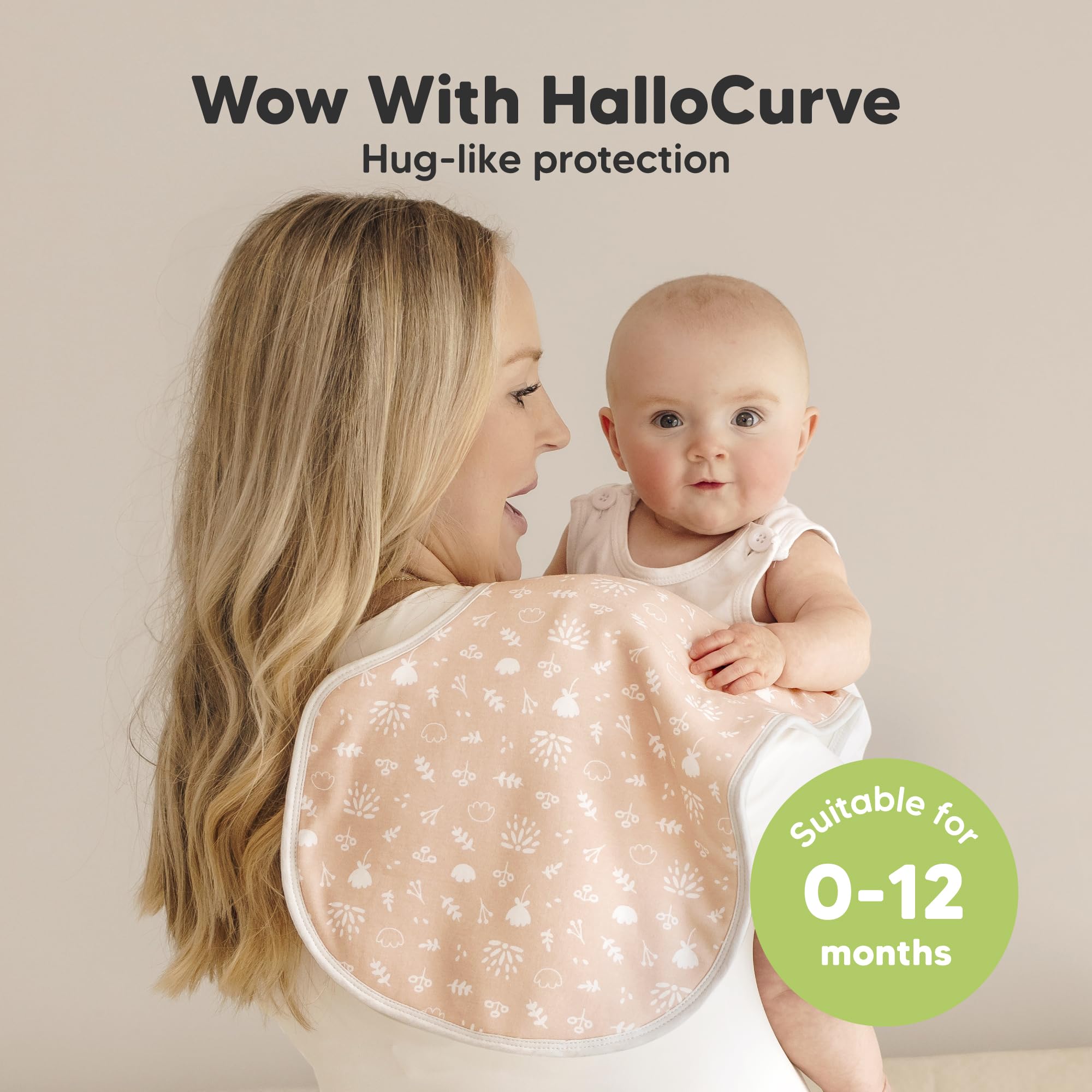 KeaBabies Hallo Curve burp cloth showing shoulder coverage and comfort