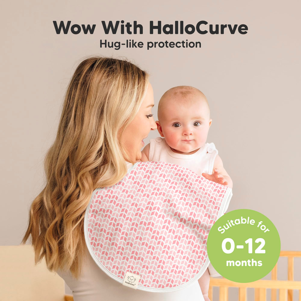 KeaBabies Hallo curve design demonstrates extended coverage during mess-prone feedings.