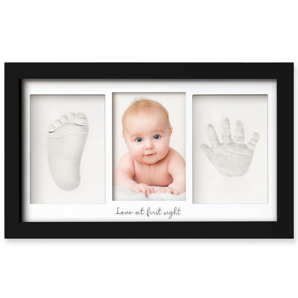 KeaBabies handprint kit onyx-black closeup shows durable frame for lasting baby memories.