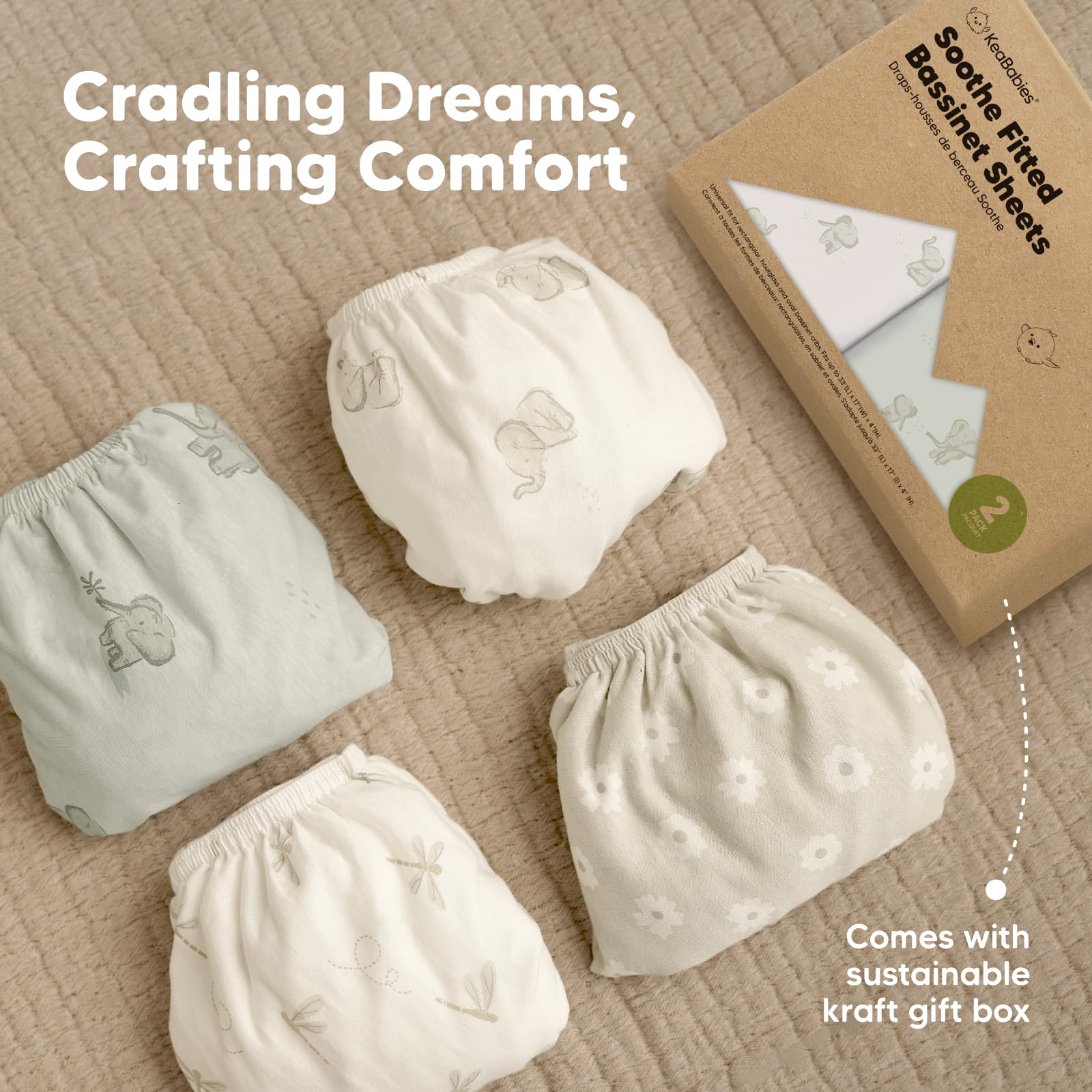 KeaBabies herb bassinet sleep ambience photo conveys calm nursery
