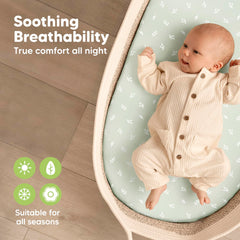 KeaBabies herb elastic band seams detail ensures secure sleeping surface