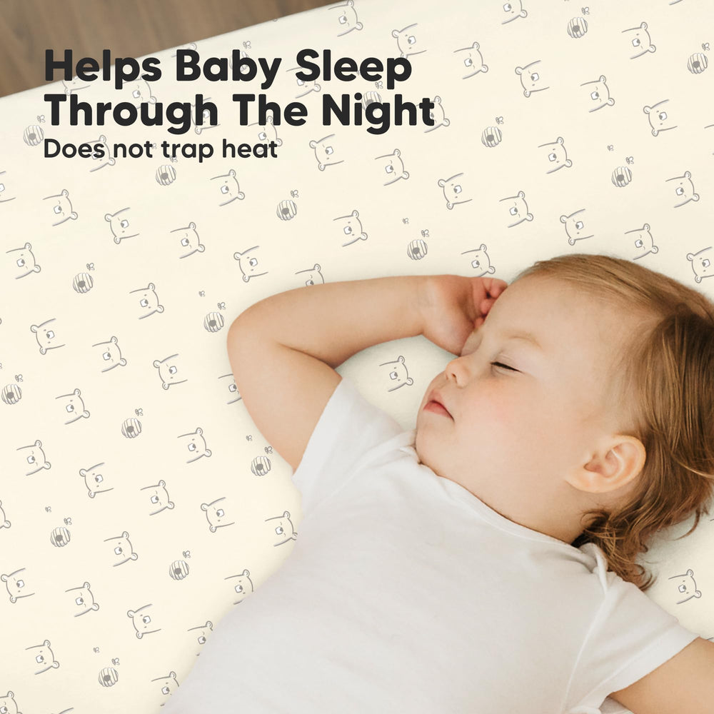 KeaBabies hidden elastic-band seam detail ensures secure mini mattress sheets.