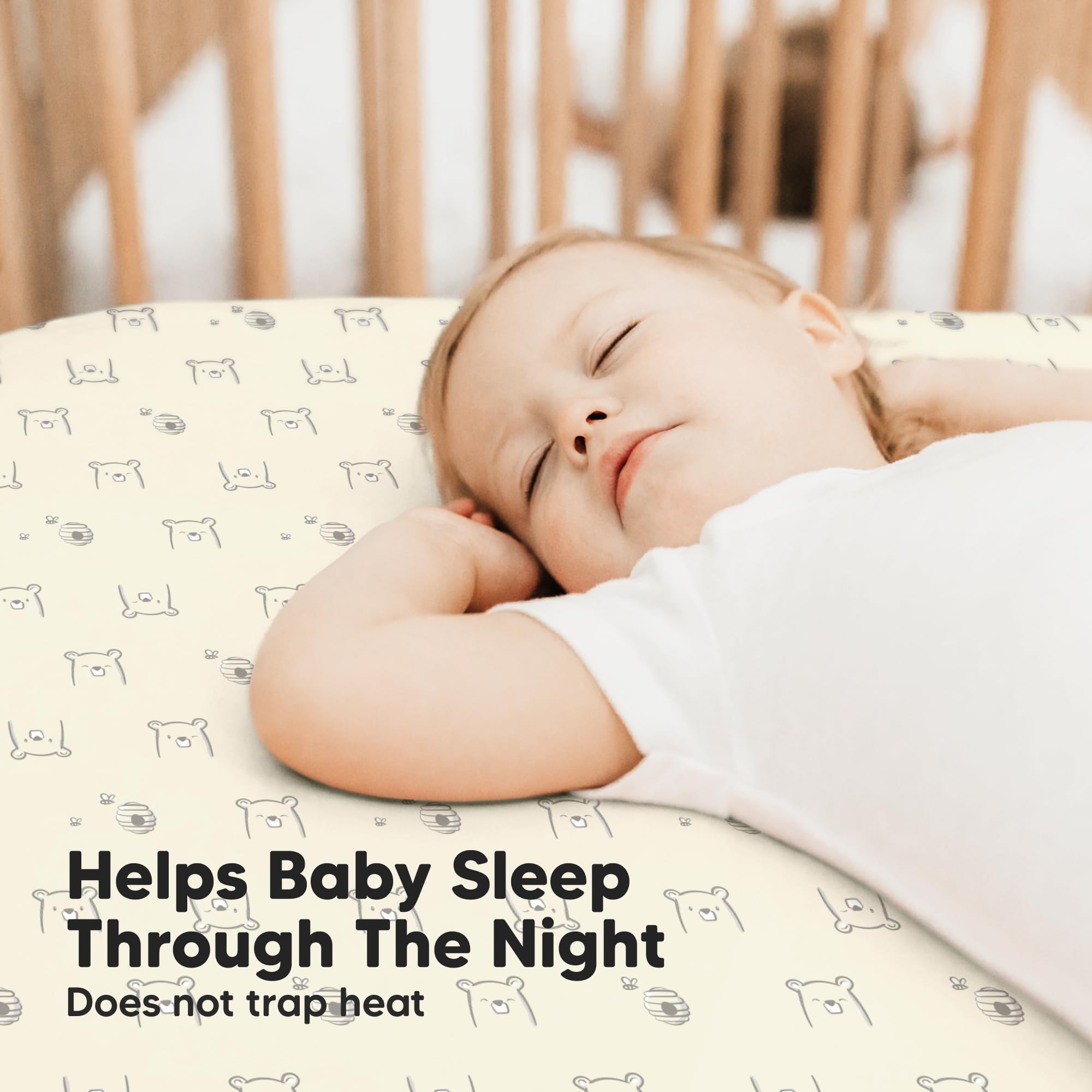KeaBabies hidden elastic band under seams keeps sheets secure.