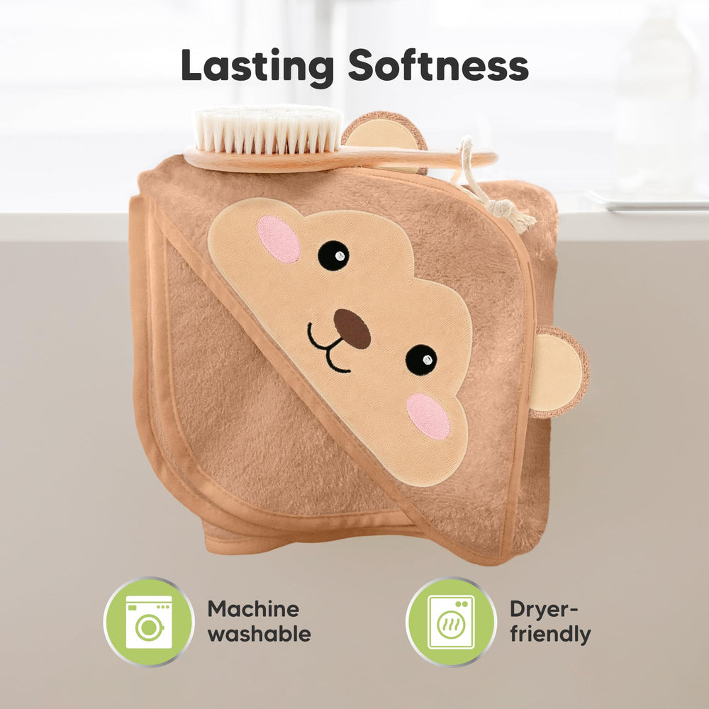 KeaBabies hooded towel-big-size-35x35 demonstrates long-lasting use from newborn to toddler.