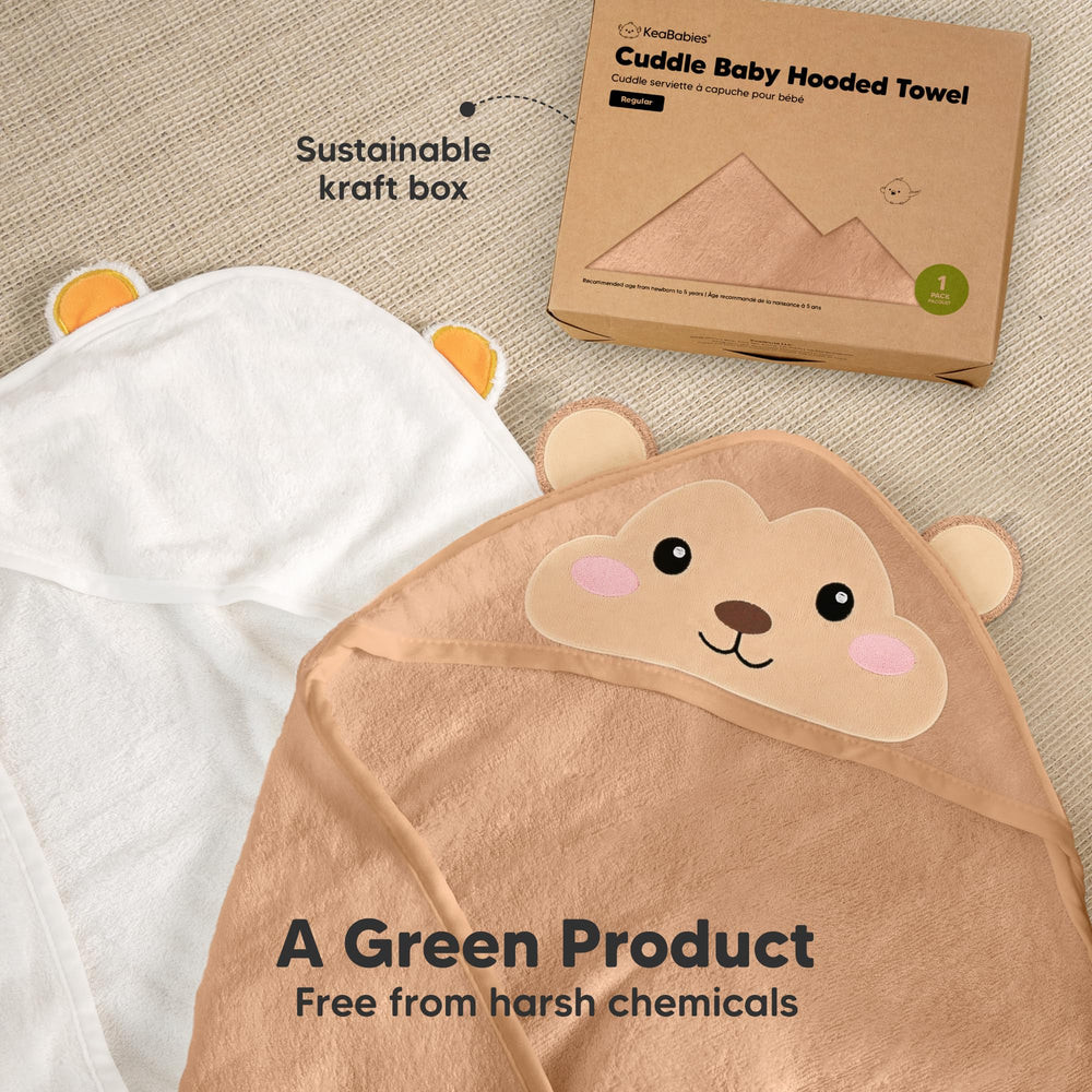 KeaBabies hooded towel-machine-friendly care shows easy washing and drying.
