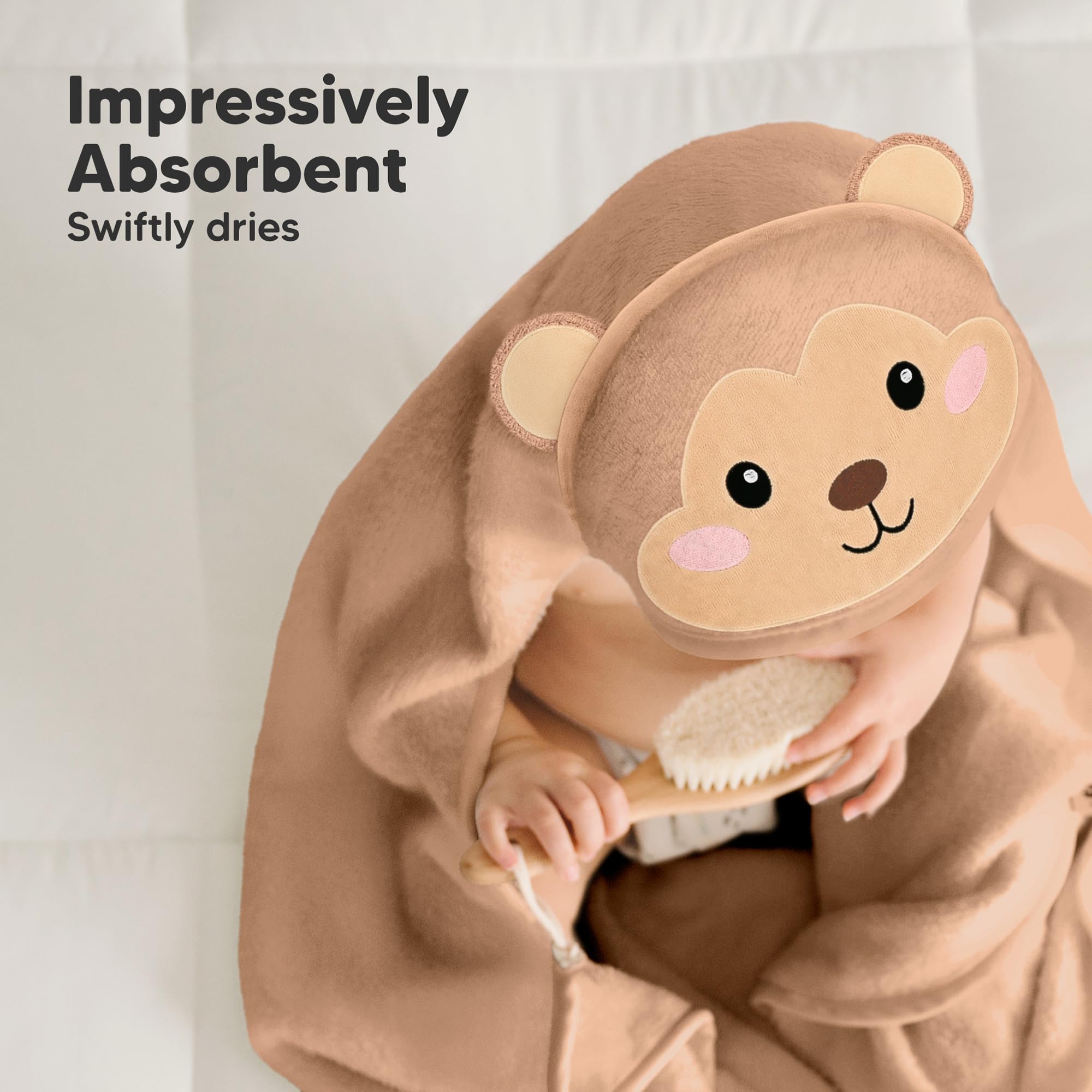 KeaBabies hooded towel-texture-closeup shows lush 500GSM bamboo fabric.