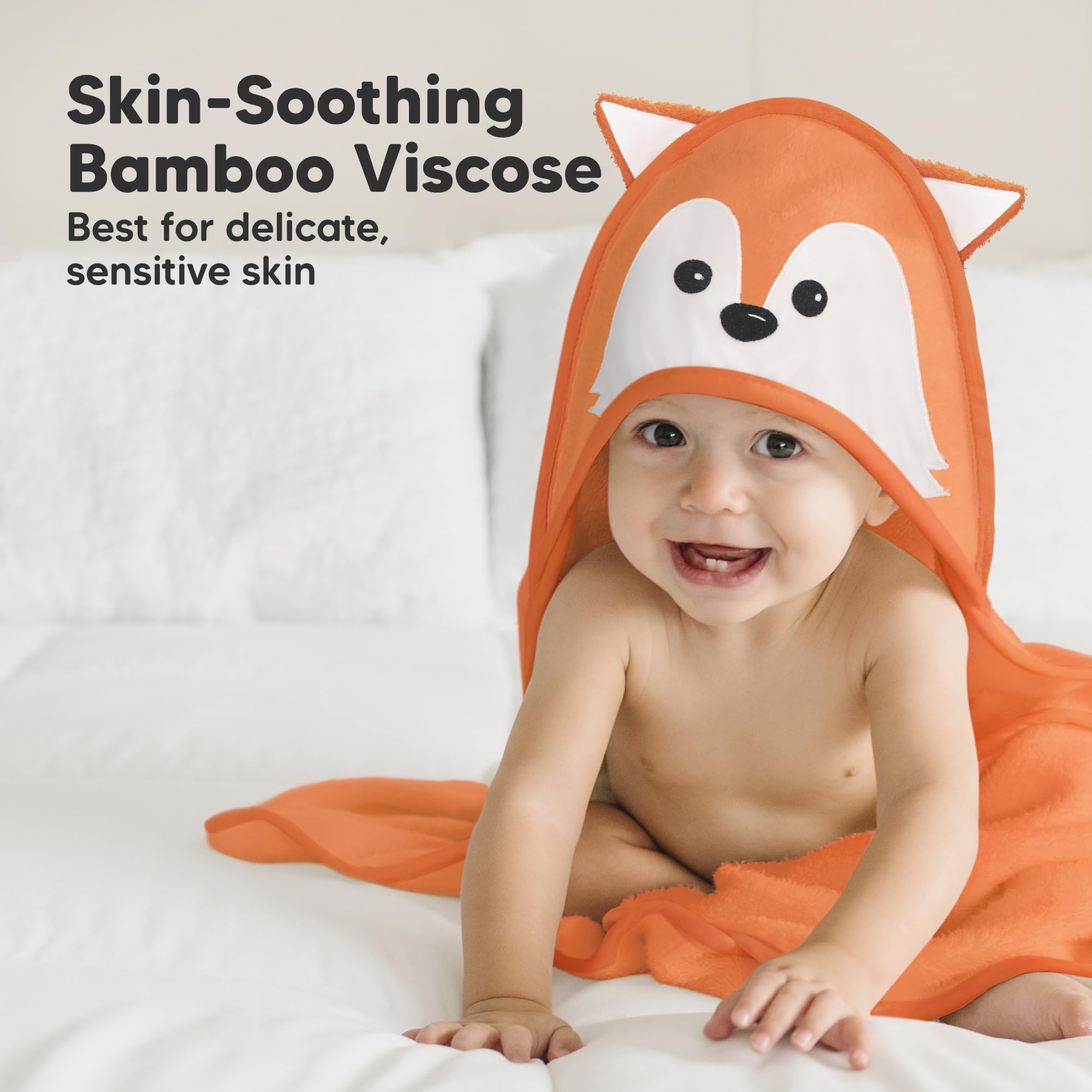 KeaBabies hooded towel 30x30 inches flat lay shows generous newborn-to-toddler size.