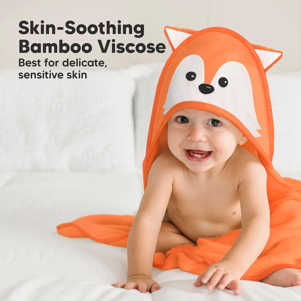 KeaBabies hooded towel 30x30 inches flat lay shows generous newborn-to-toddler size.
