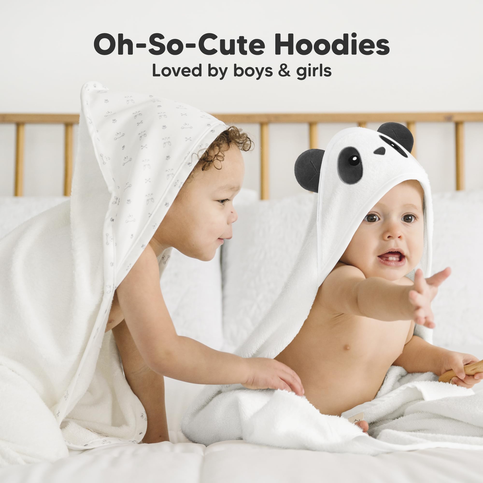 KeaBabies hooded towel flat lay highlights generous 35x35 inches for growing toddlers.
