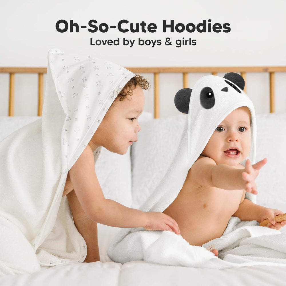 KeaBabies hooded towel flat lay highlights generous 35x35 inches for growing toddlers.