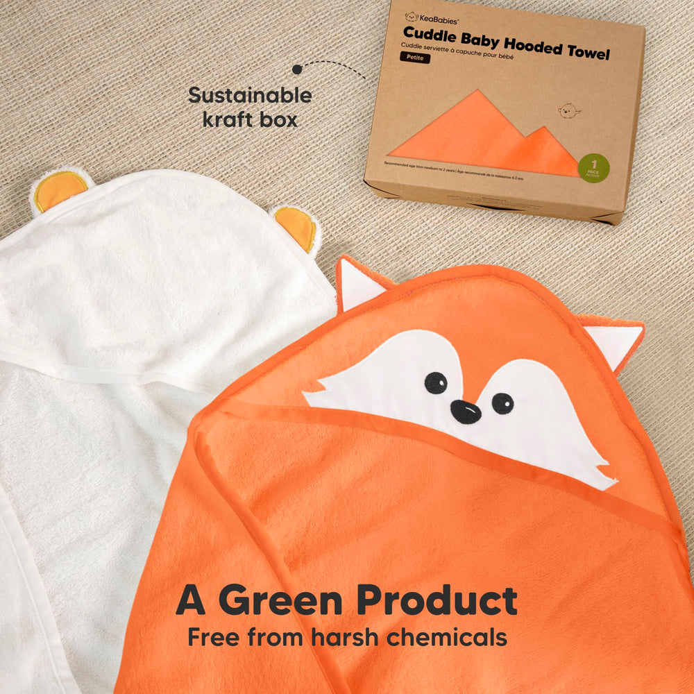 KeaBabies hooded towel close-up shows plush 500GSM thick material.