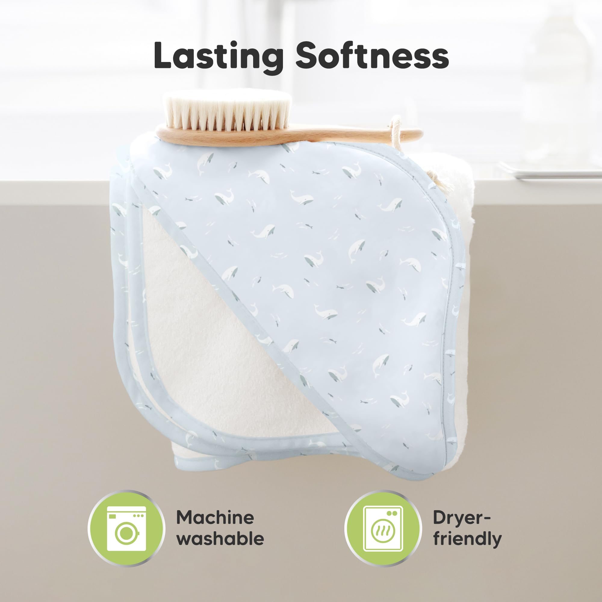 KeaBabies towel thick-500gsm plush stays soft and cuddly.