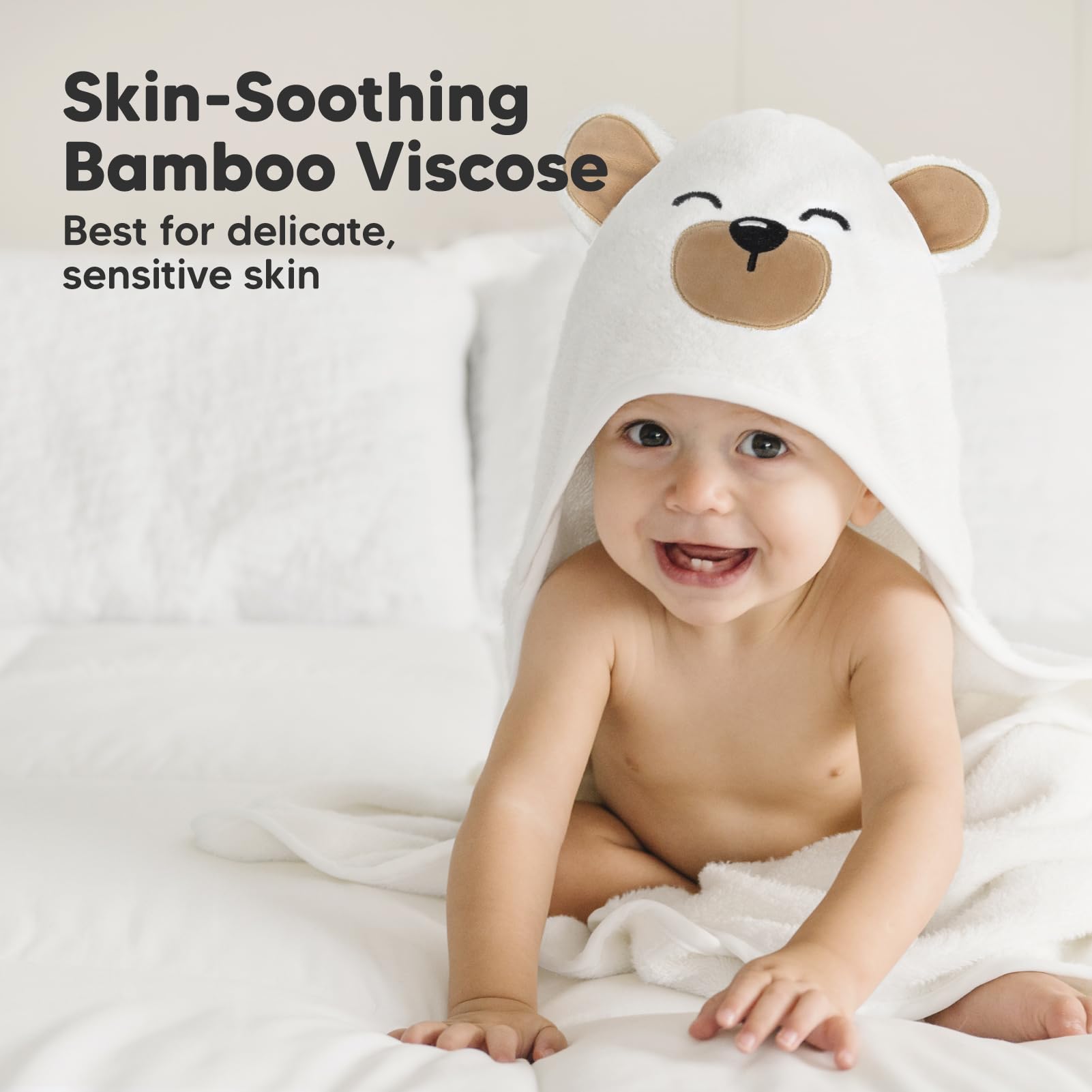 KeaBabies hooded towel 500GSM plush softness against baby's skin.