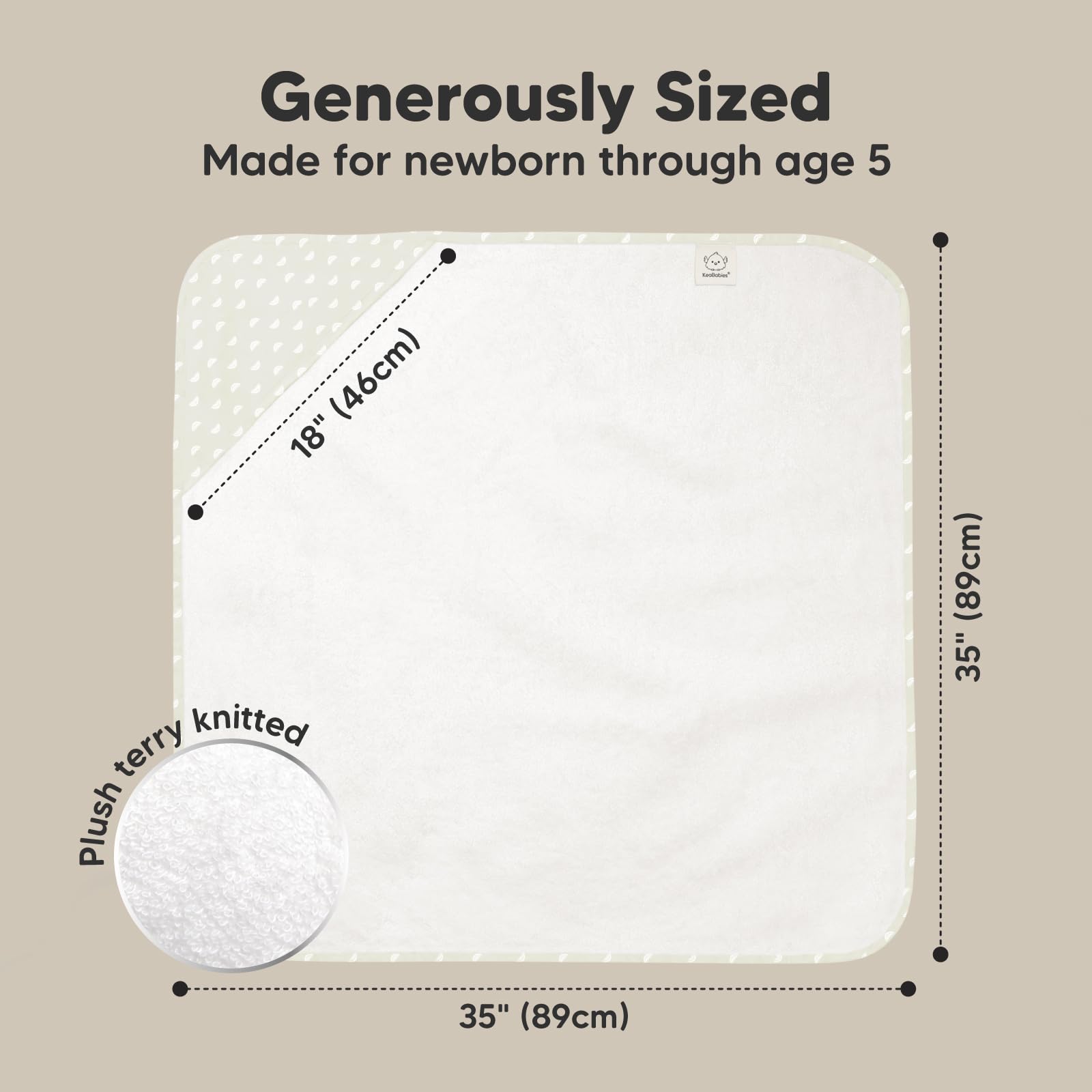 KeaBabies hooded towel 500gsm thickness delivers plush softness and warmth.
