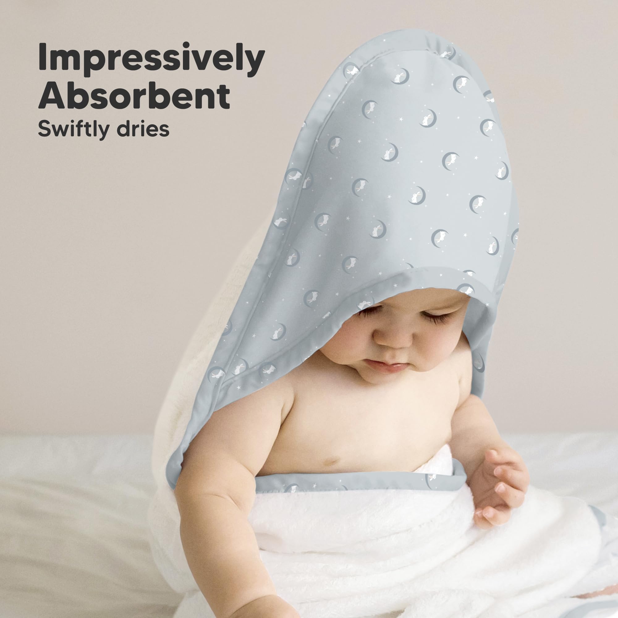 KeaBabies bamboo towel triple-absorbency aids quick drying after baths.