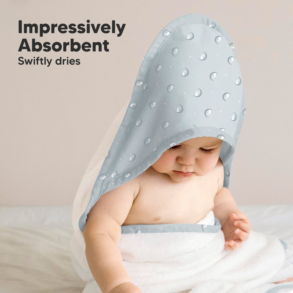 KeaBabies bamboo towel triple-absorbency aids quick drying after baths.
