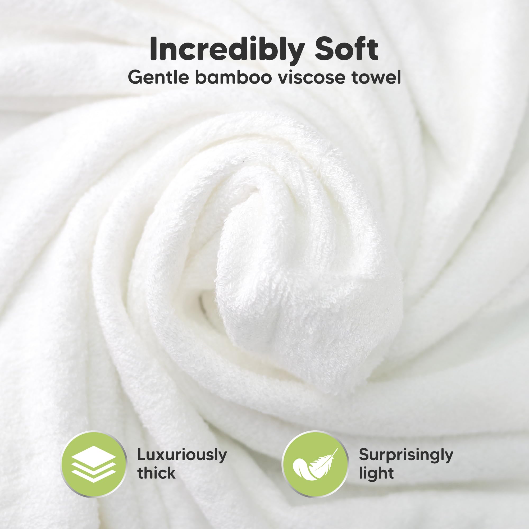 KeaBabies bamboo viscose towel demonstrates 3x absorbency for quick baby drying