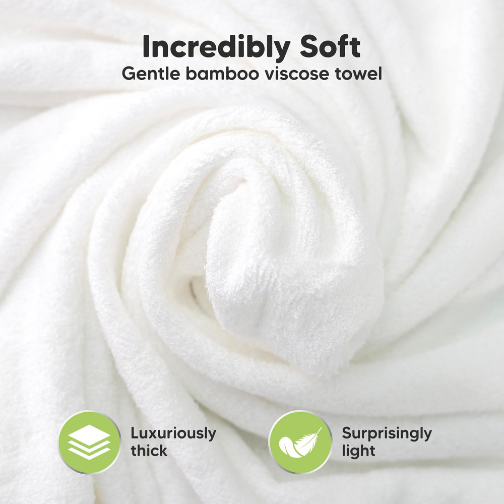 KeaBabies bamboo viscose towel demonstrates 3x absorbency for quick baby drying