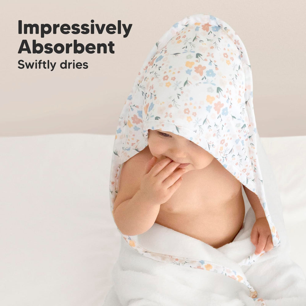 KeaBabies hooded towel soft 500gsm fluff image conveys luxurious warmth against baby skin