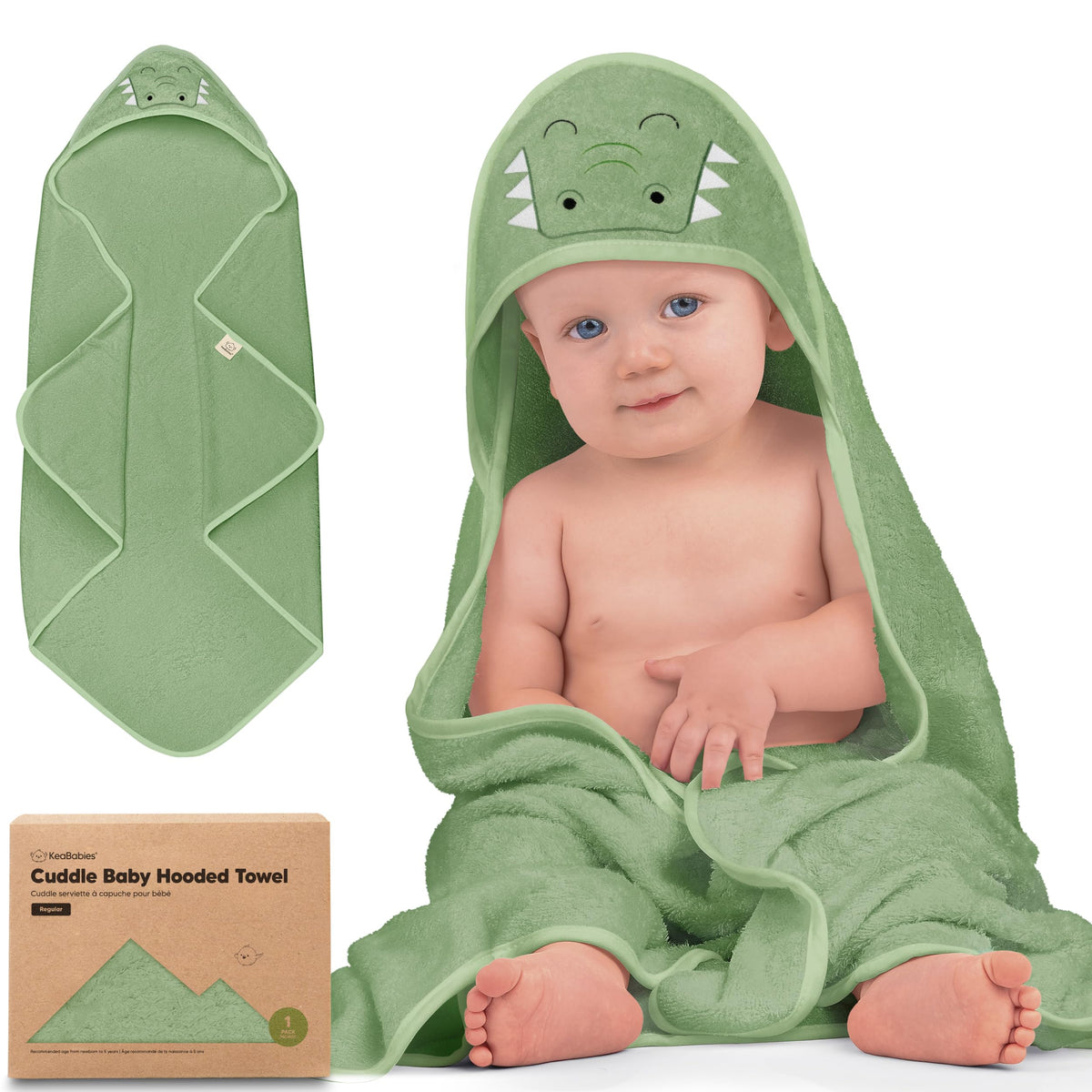 KeaBabies hooded towel Alligator fabric texture shows plush bamboo-viscose softness.