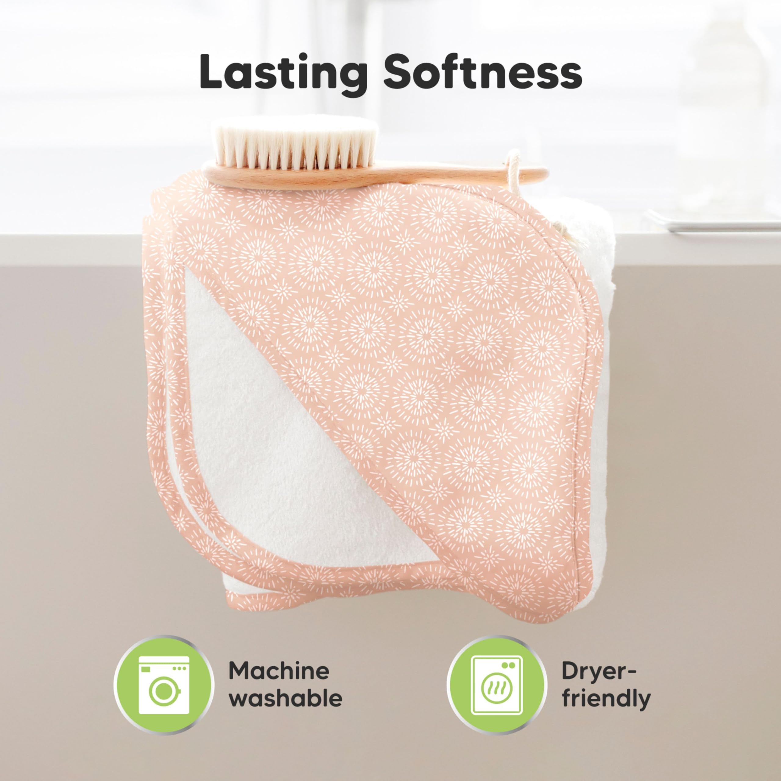 KeaBabies hooded towel on baby with hood demonstrates cute design
