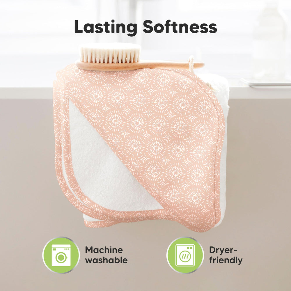KeaBabies hooded towel on baby with hood demonstrates cute design