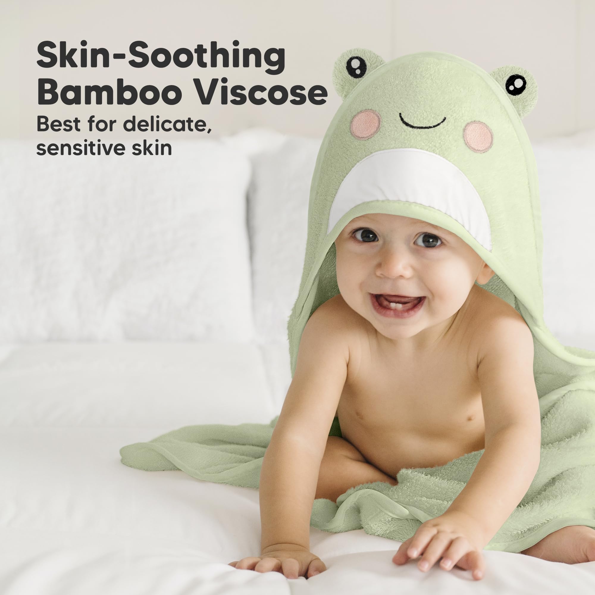 KeaBabies hooded towel bamboo closeup highlights soft, absorbent fabric.
