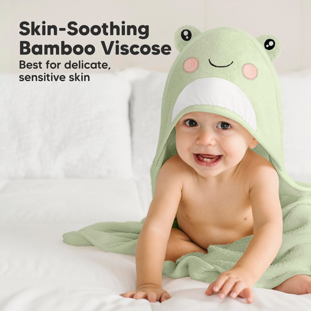 KeaBabies hooded towel bamboo closeup highlights soft, absorbent fabric.