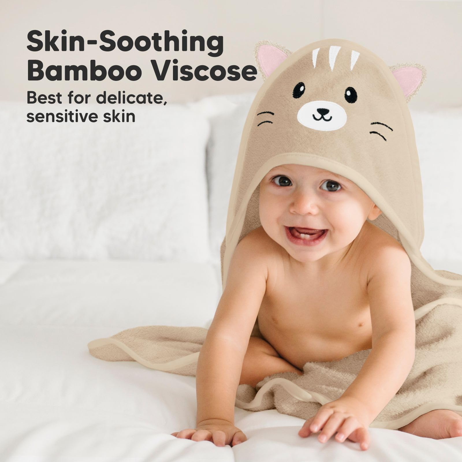 KeaBabies hooded towel bamboo fabric close-up highlighting breathable, gentle touch