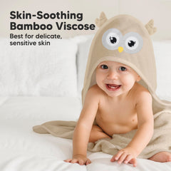 KeaBabies hooded towel bamboo viscose material with high absorbency for quick drying.