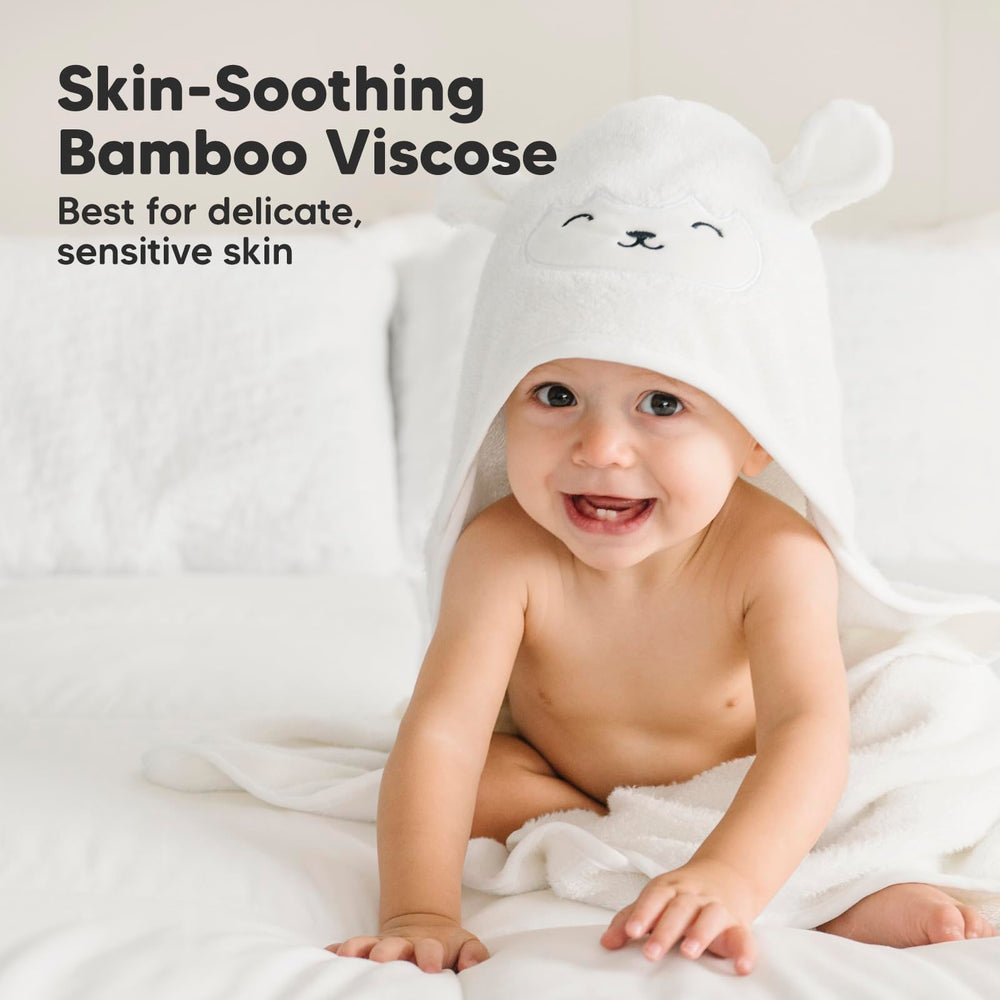KeaBabies hooded towel bamboo viscose fabric close-up with superior absorbency and softness.