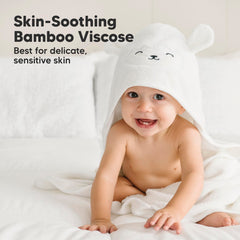 KeaBabies hooded towel bamboo viscose fabric close-up with superior absorbency and softness.