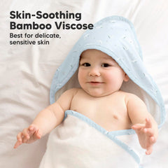 KeaBabies hooded towel blue whale folded for storage and travel