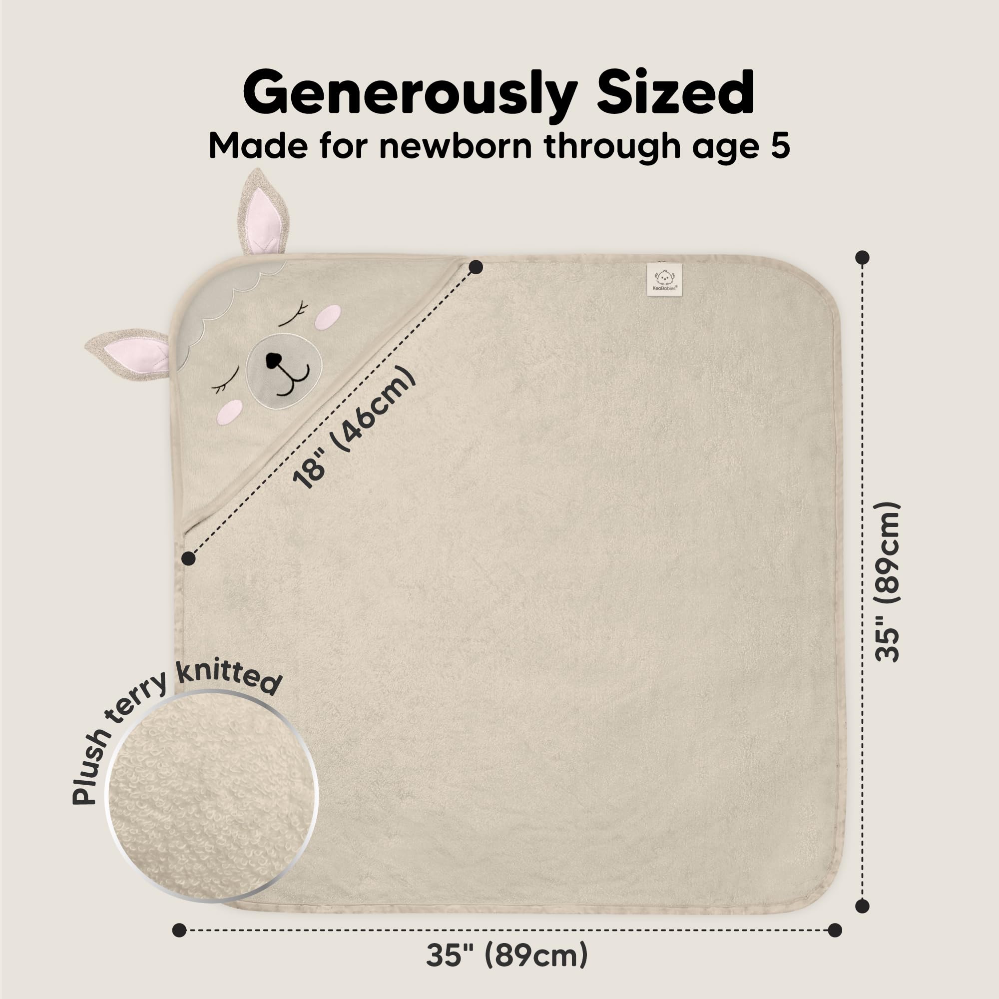 KeaBabies hooded towel close-up at 500GSM thickness