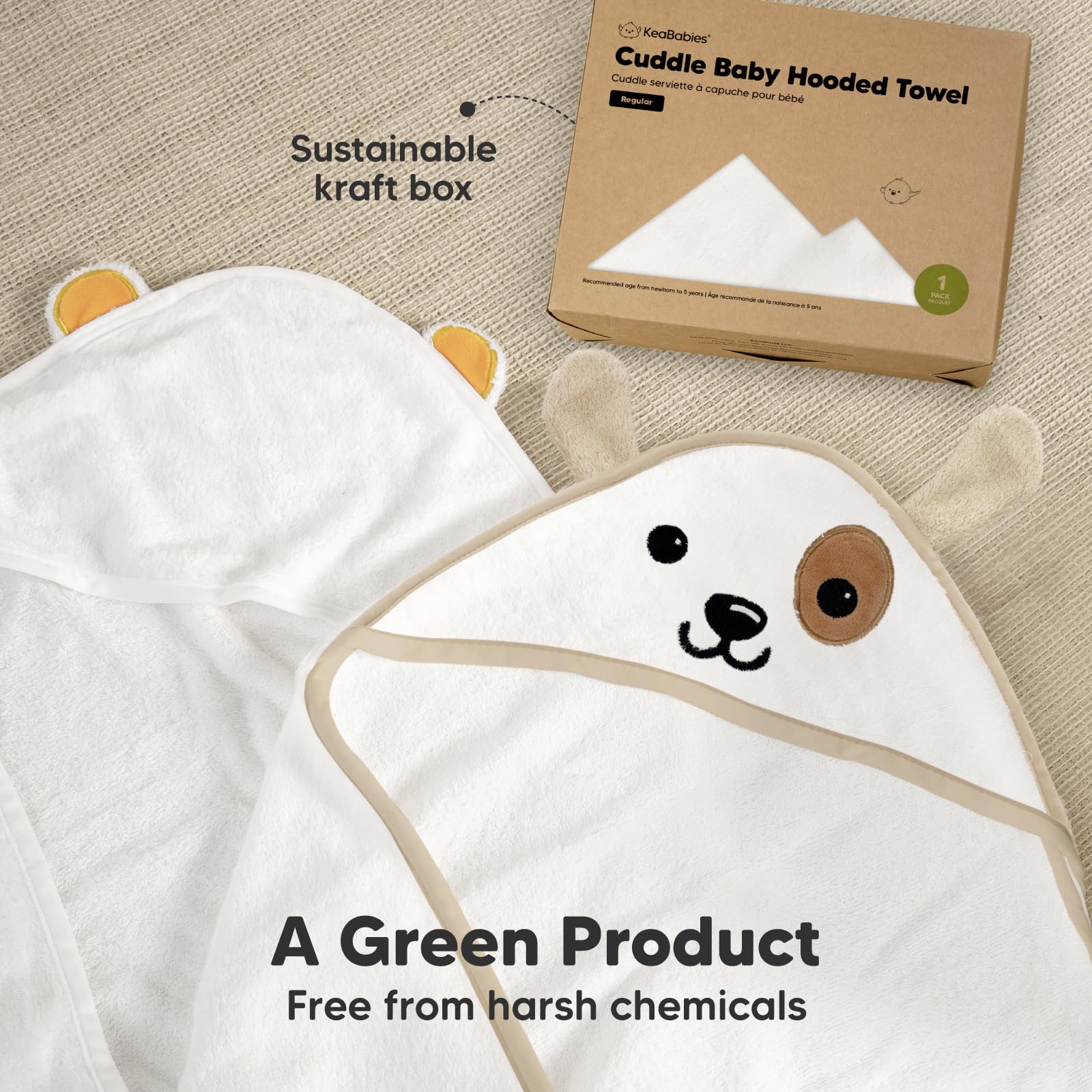 KeaBabies hooded towel dry-fast fabric promises quicker cleanup after bath