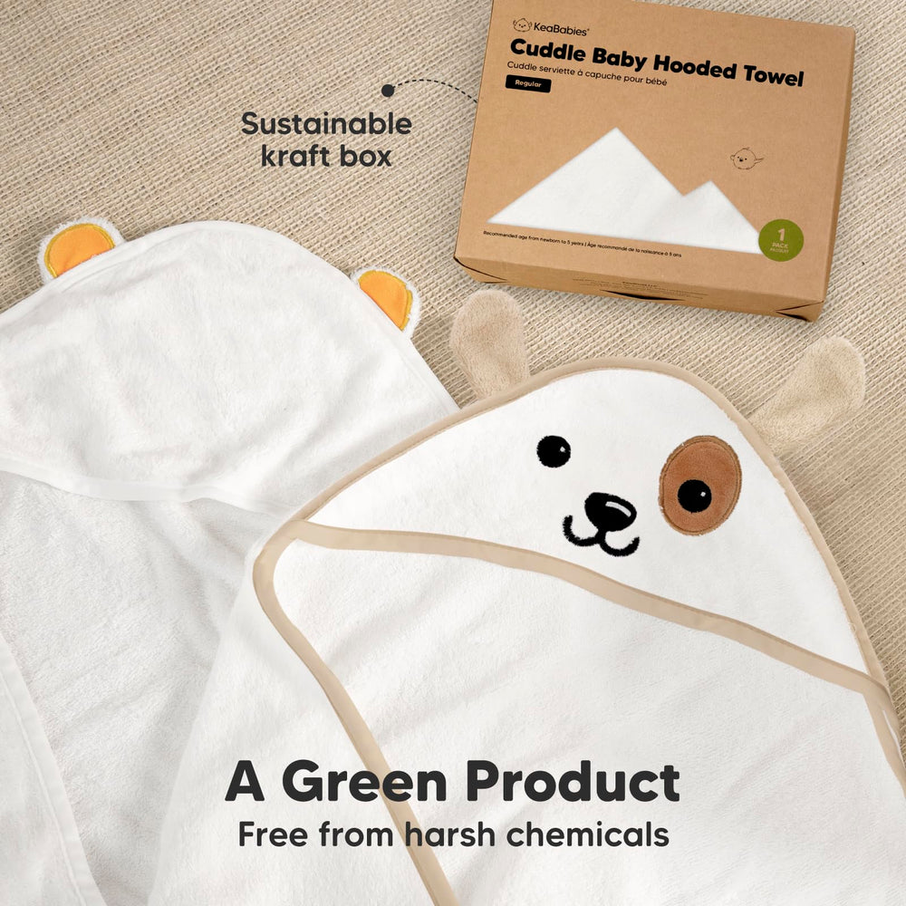 KeaBabies hooded towel dry-fast fabric promises quicker cleanup after bath