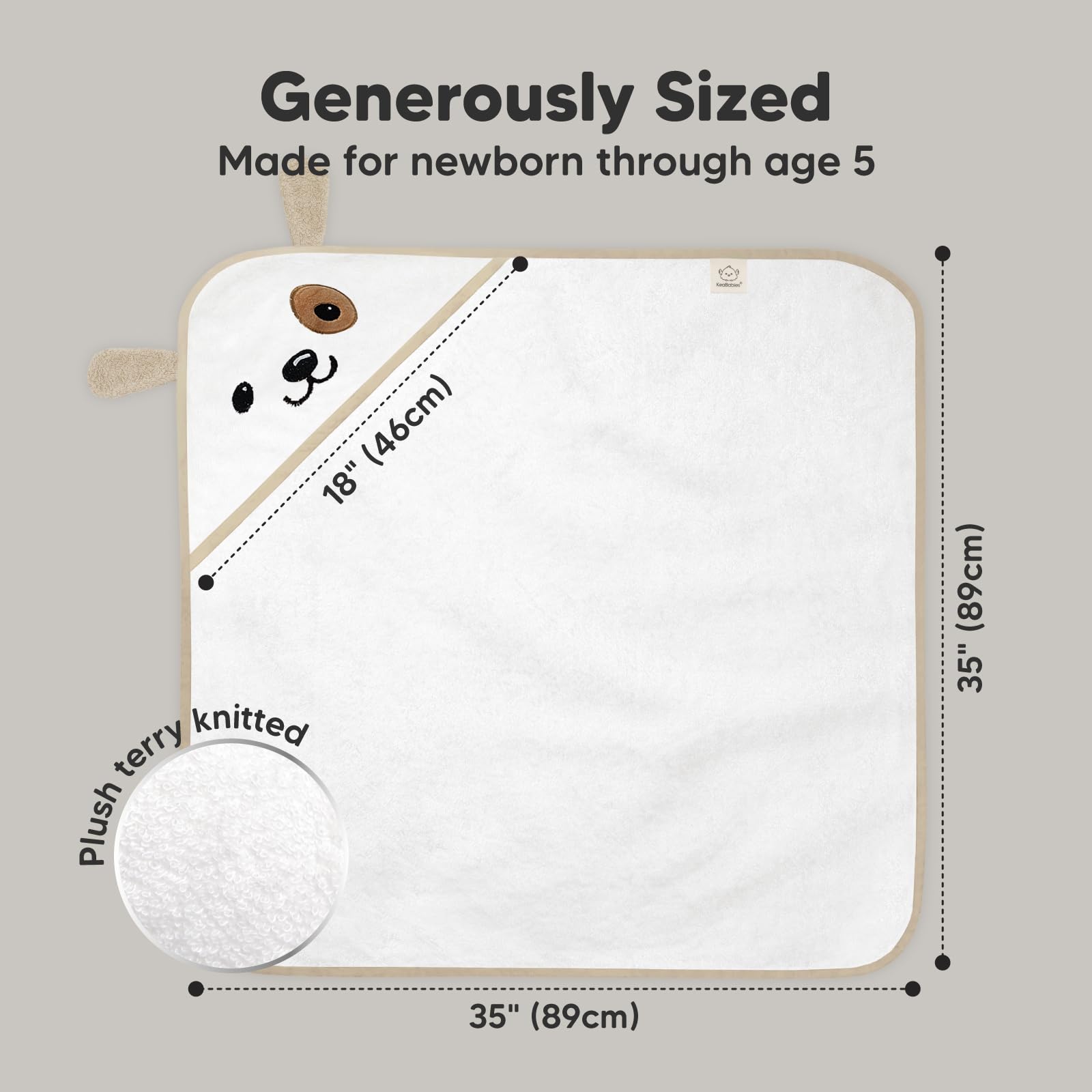 KeaBabies hooded towel gentle-on-skin emphasizes natural material ideal for sensitive baby skin