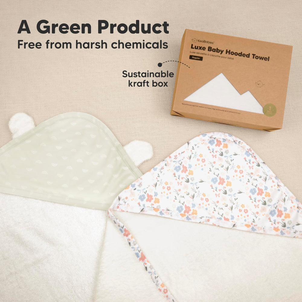 KeaBabies hooded towel gift box-ready image highlights gift-ready packaging