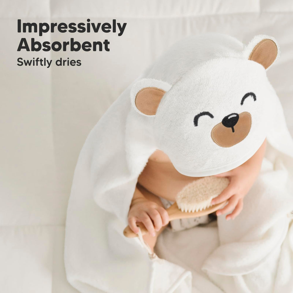 KeaBabies Grizzly design hooded towel adds playful bath-time flair.
