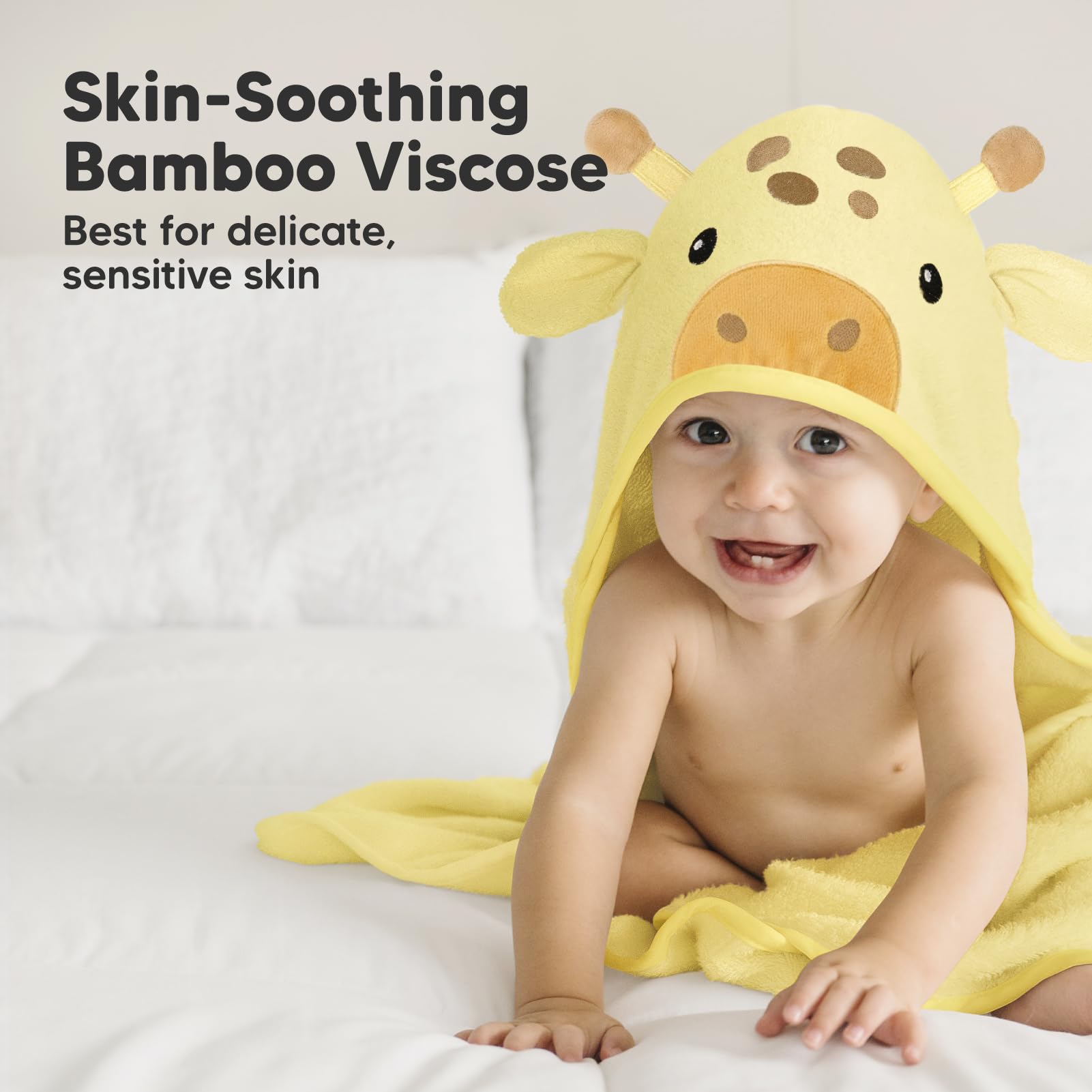KeaBabies hooded towel hood detail showing secure wrap after bath.