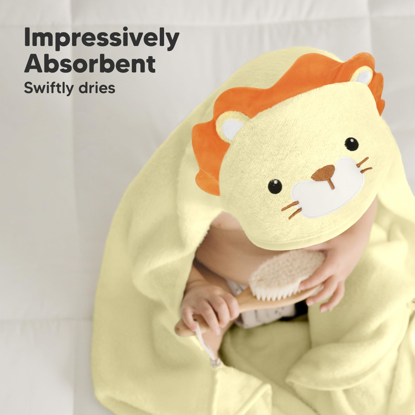 KeaBabies lion design hooded towel adds cute bath time charm.