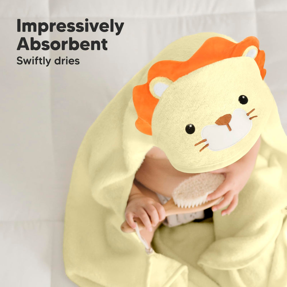 KeaBabies lion design hooded towel adds cute bath time charm.