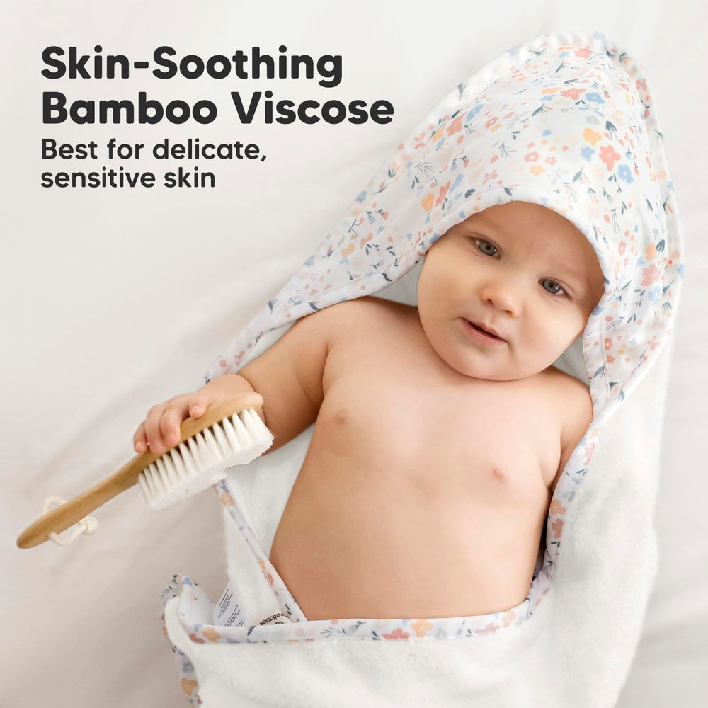 KeaBabies hooded towel large 35x35 size demonstrates generous coverage for newborn to toddler
