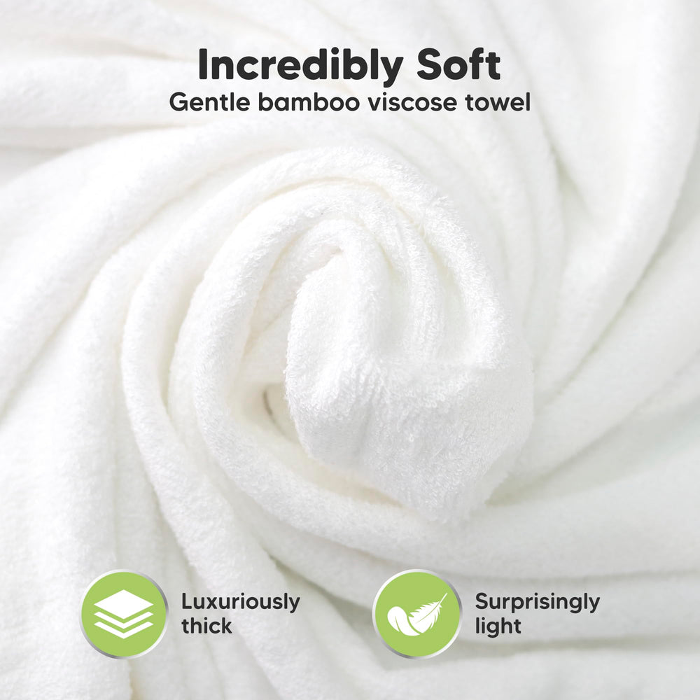 KeaBabies hooded towel large 35x35 draped over a chair demonstrates generous size.