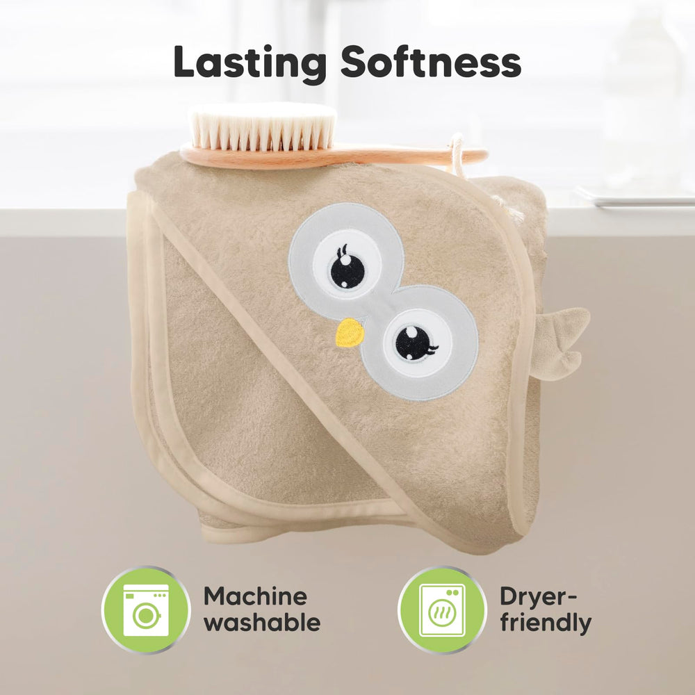 KeaBabies hooded towel machine washable and dryer-friendly for easy care.